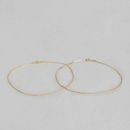 Sleek Triple Tone 925 Silver Anklet