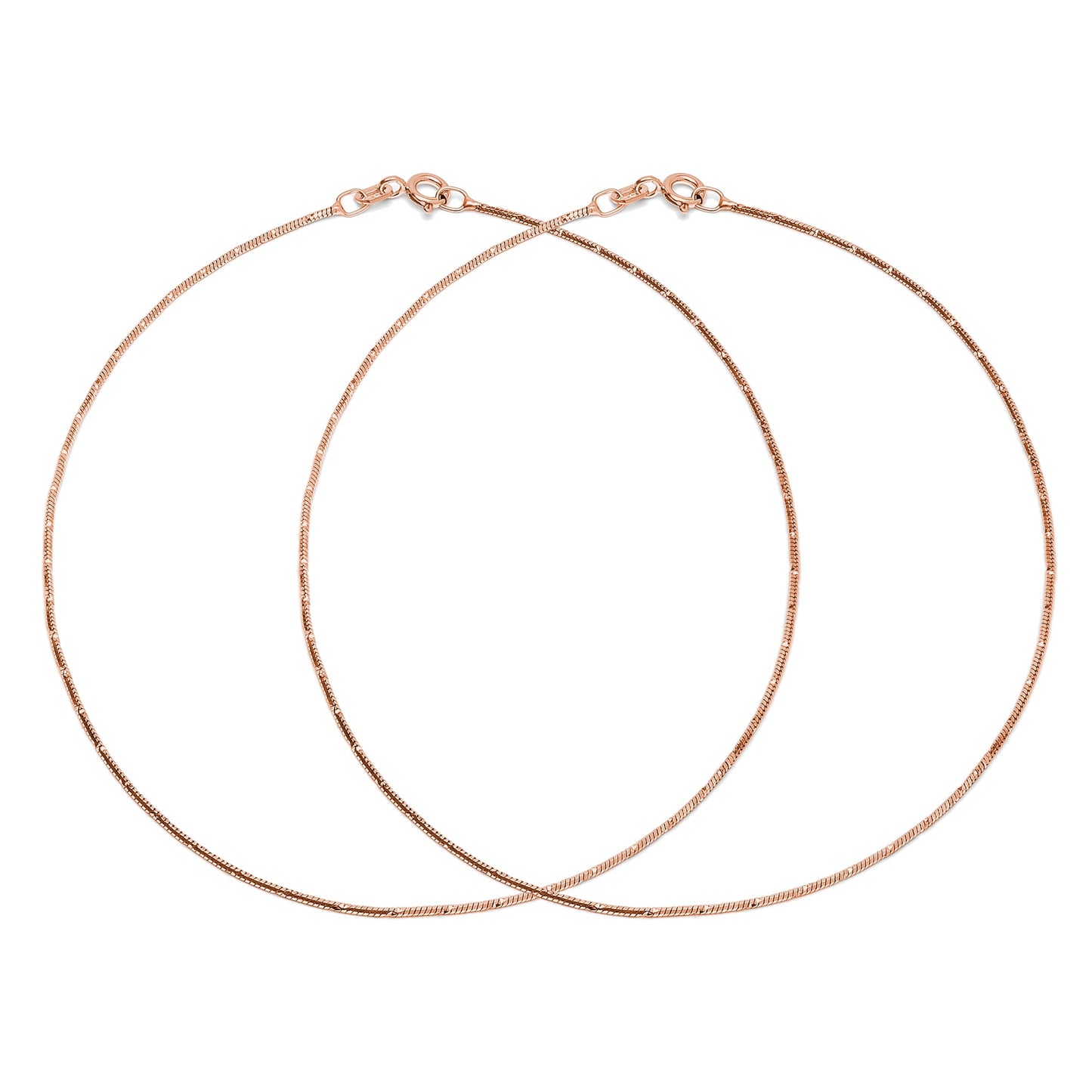 Gleaming Chains Rose Gold-Plated 925 Sterling Silver Anklet