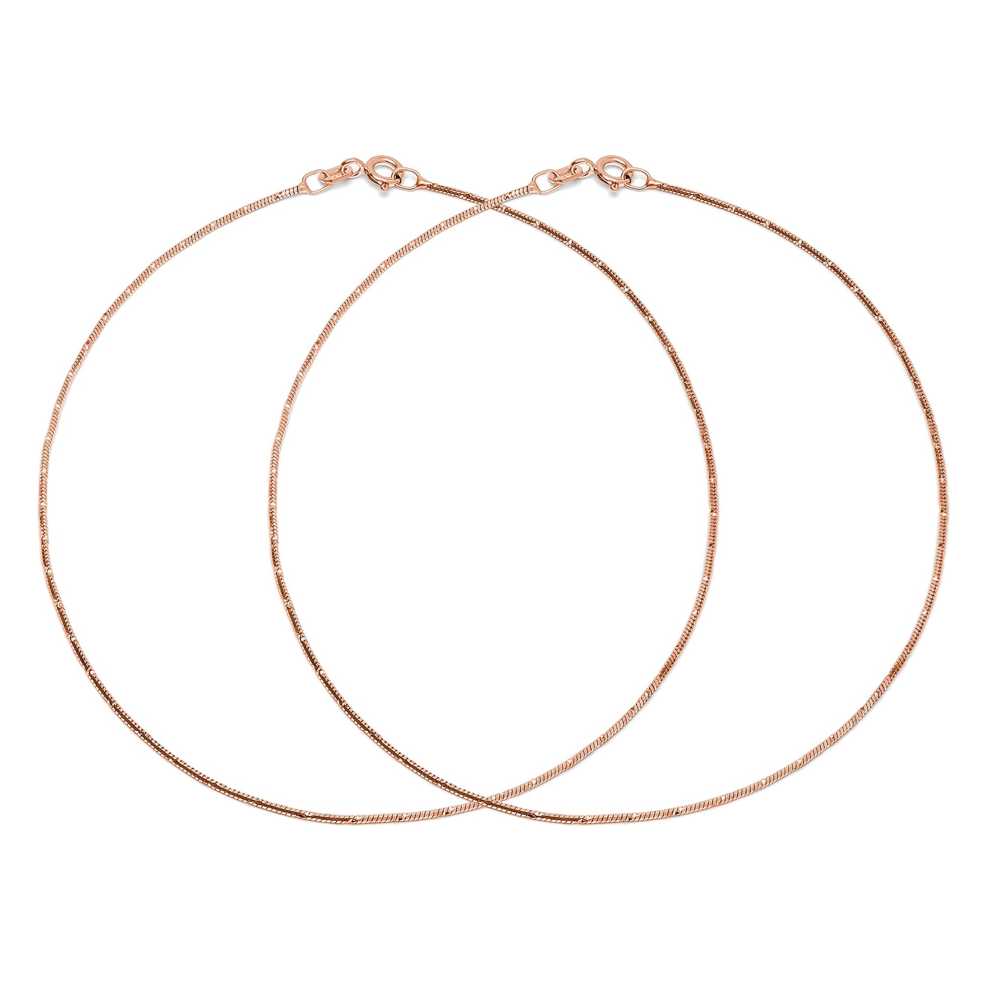 Gleaming Chains Rose Gold-Plated 925 Sterling Silver Anklet