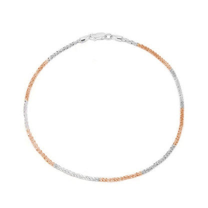 Alternating triple tone weave chain 925 Sterling Silver anklet. Fine women's jewellery. – Zavya