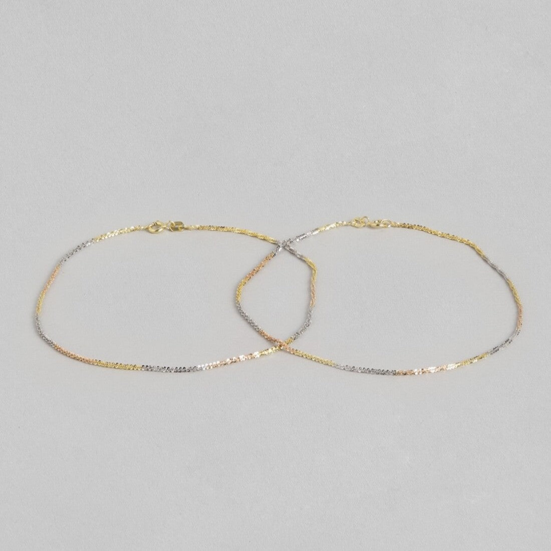 Triple-Tone Weave Chain 925 Sterling Silver Anklet