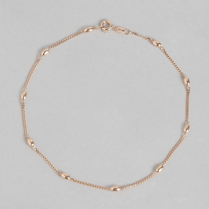 Rose gold beaded 925 Sterling Silver anklet for women. Delicate chain jewellery with oval beads – Zavya