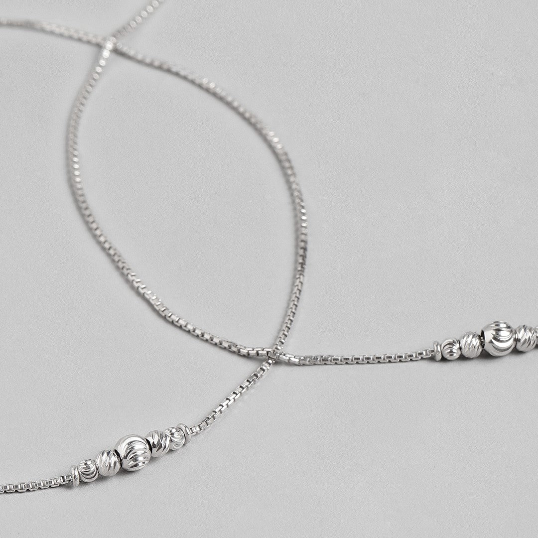 Bold bead 925 Sterling Silver anklet for women featuring a delicate silver chain with textured beads – Zavya