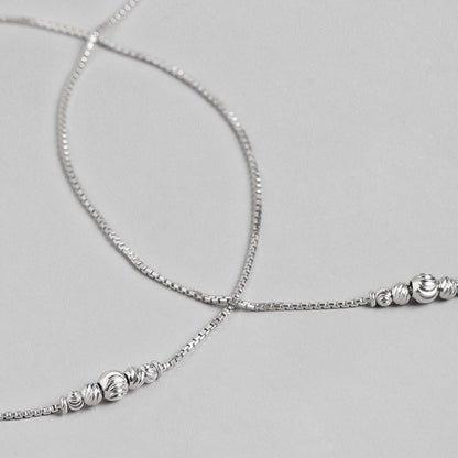 Bold bead 925 Sterling Silver anklet for women featuring a delicate silver chain with textured beads – Zavya