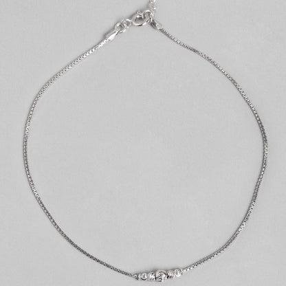 925 Sterling Silver anklet for women. Delicate jewellery chain featuring bold silver center beads – Zavya