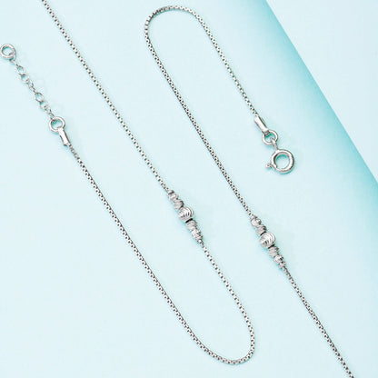 Women's 925 Sterling Silver anklet. Silver jewellery chain featuring bold textured beads and clasp – Zavya