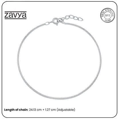 Minimalist 925 Sterling Silver snake chain anklet for women. Adjustable everyday jewellery – Zavya