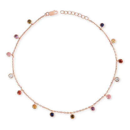 Colors of Life in Rose Gold 925 Sterling Silver Anklets