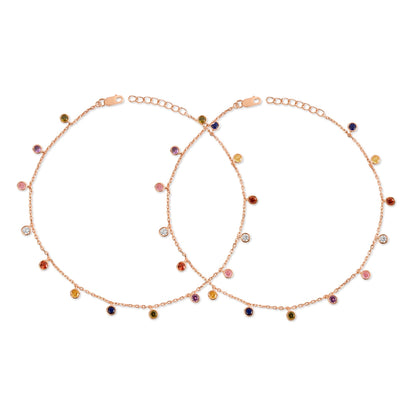 Colors of Life in Rose Gold 925 Sterling Silver Anklets
