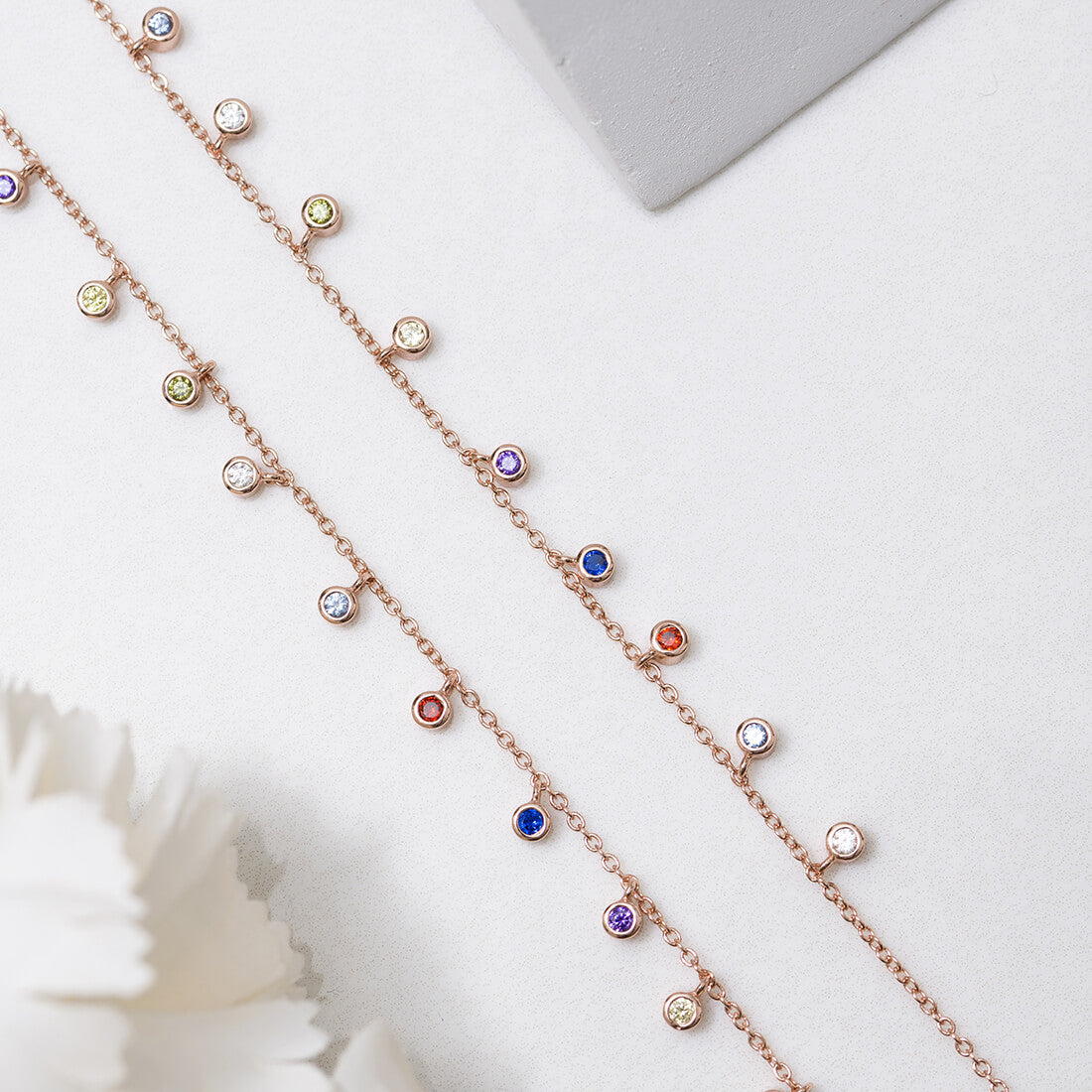 Colors of Life in Rose Gold 925 Sterling Silver Anklets