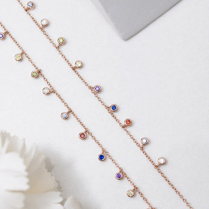 Colors of Life in Rose Gold 925 Sterling Silver Anklets