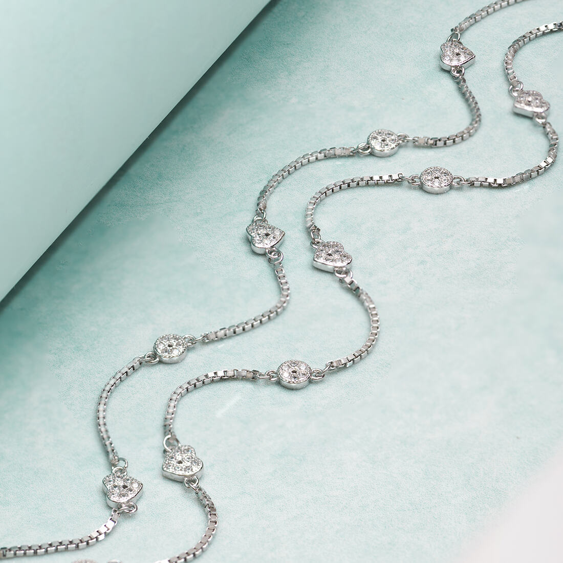Minimal Heart Trinket 925 Silver Anklet