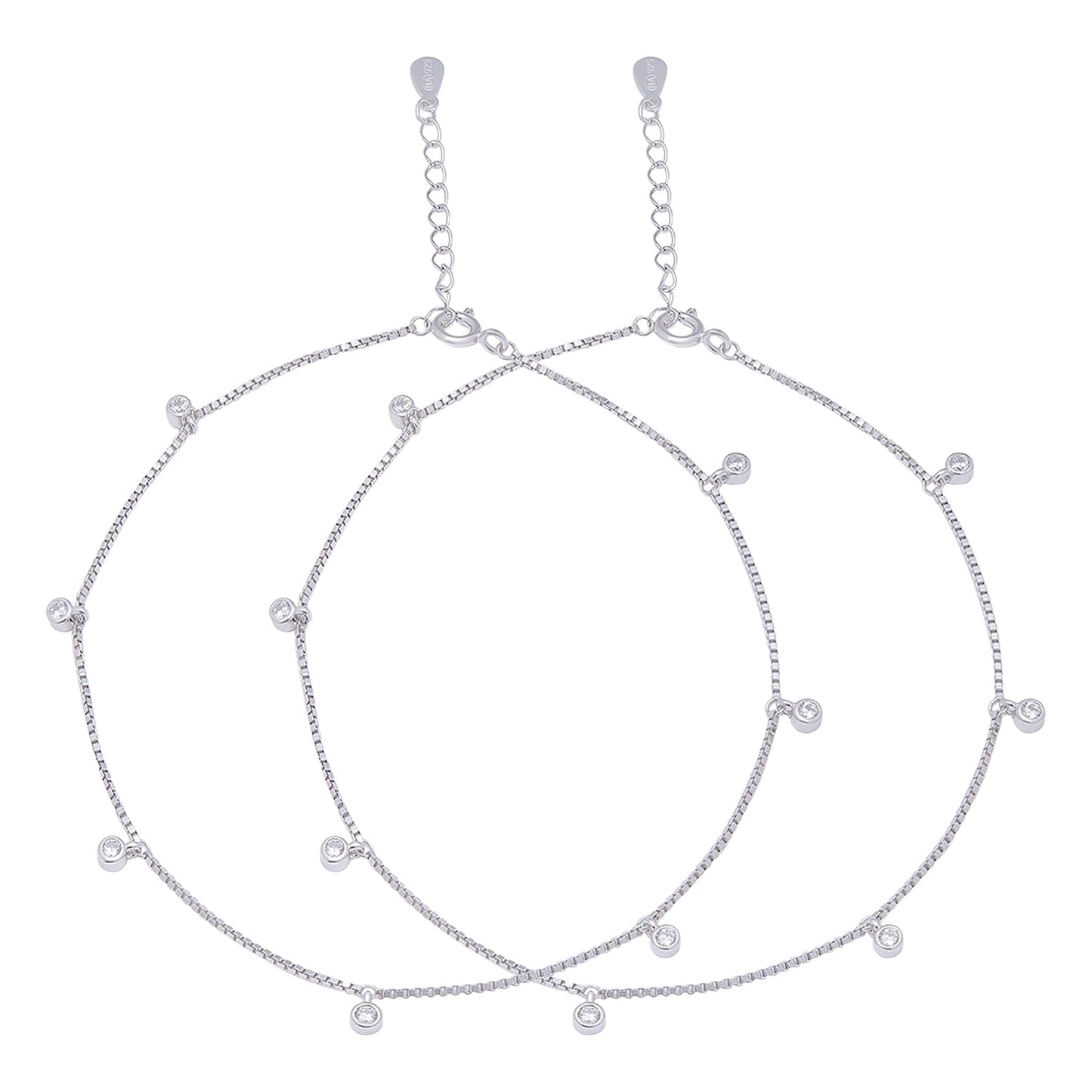 Pretty Delicate Drops 925 Silver Anklets