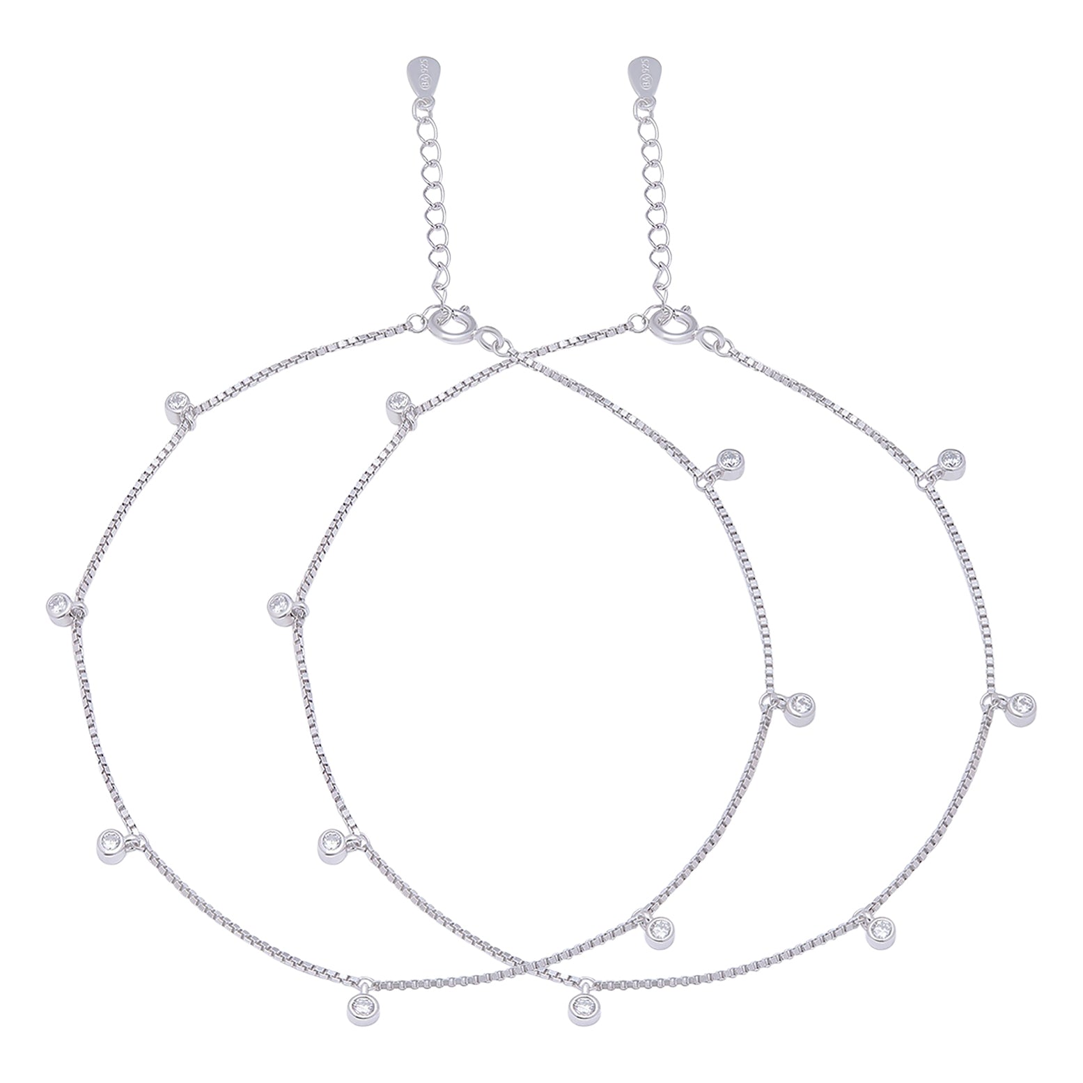 Pretty Delicate Drops 925 Silver Anklets