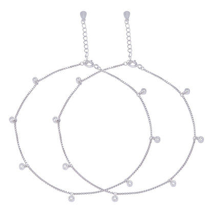 Pretty Delicate Drops 925 Silver Anklets