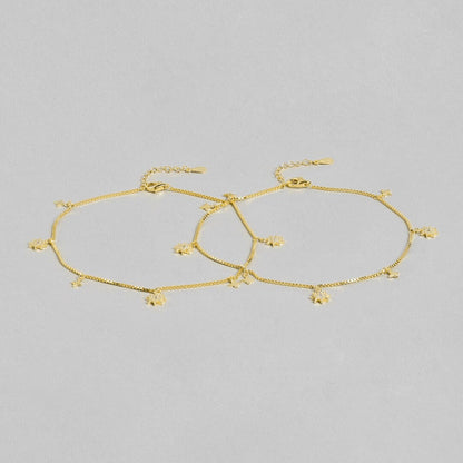 Starry Night 925 Sterling Silver Gold-Plated Star Pattern Anklets