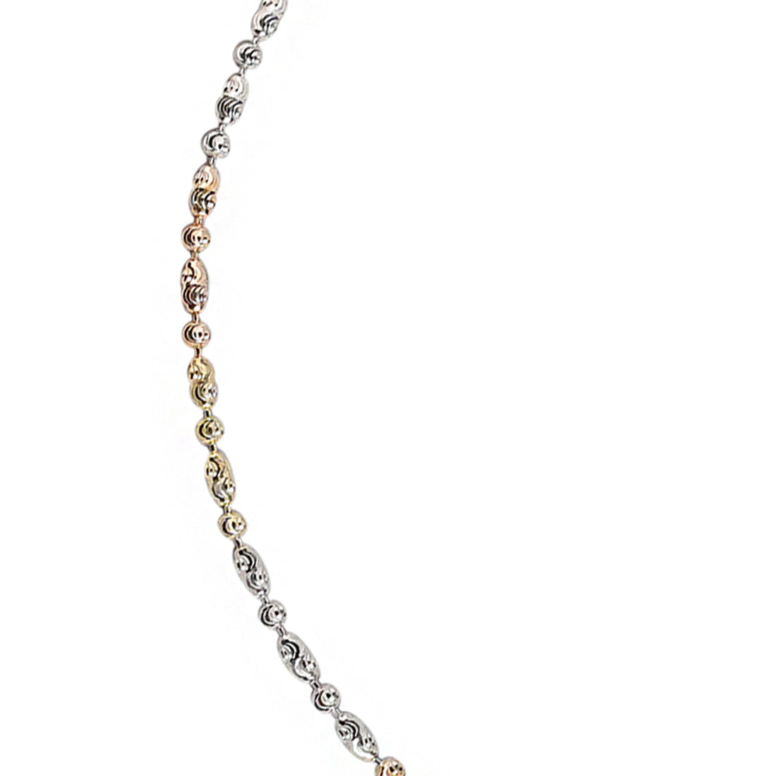 Triple tone 925 Sterling Silver chain anklet for women featuring delicate textured woven beads – Zavya