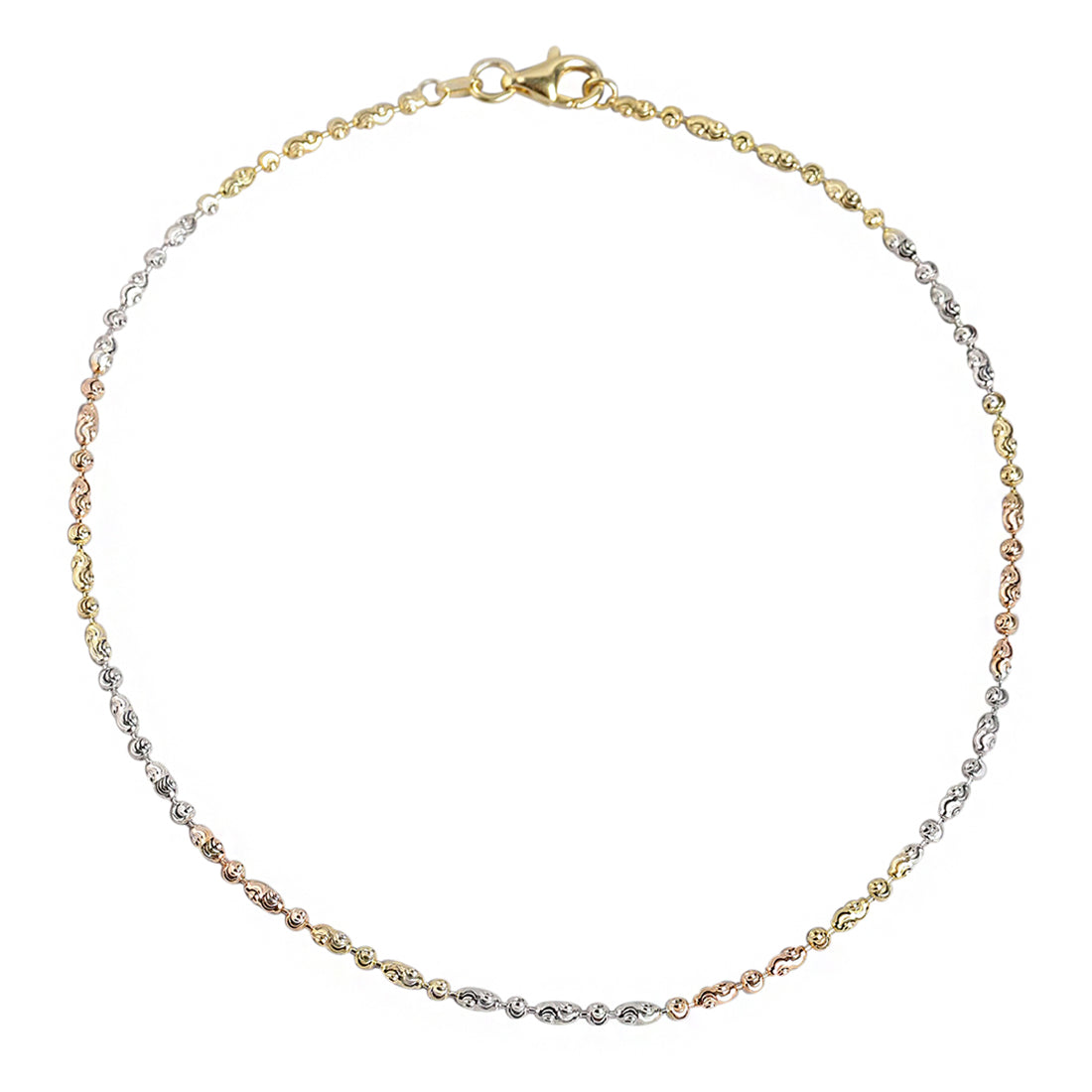 Women's triple tone 925 Sterling Silver chain anklet with delicate woven links – Zavya