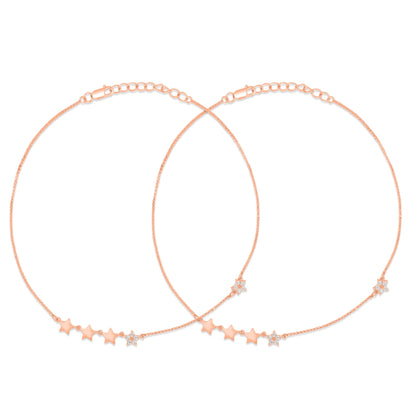 Enchanting Star Rose Gold Plated 925 Sterling Silver Anklets