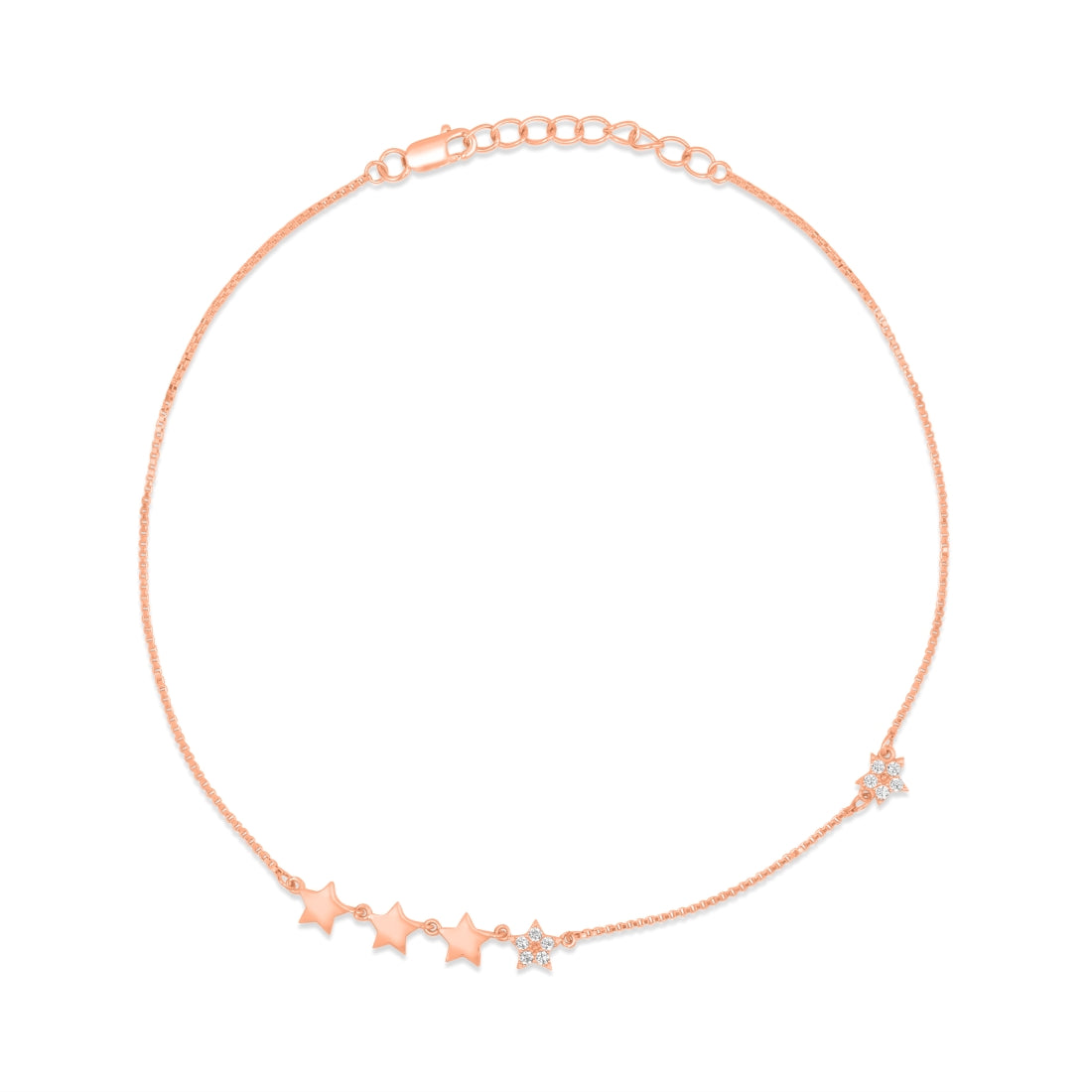 Enchanting Star Rose Gold Plated 925 Sterling Silver Anklets