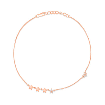 Enchanting Star Rose Gold Plated 925 Sterling Silver Anklets