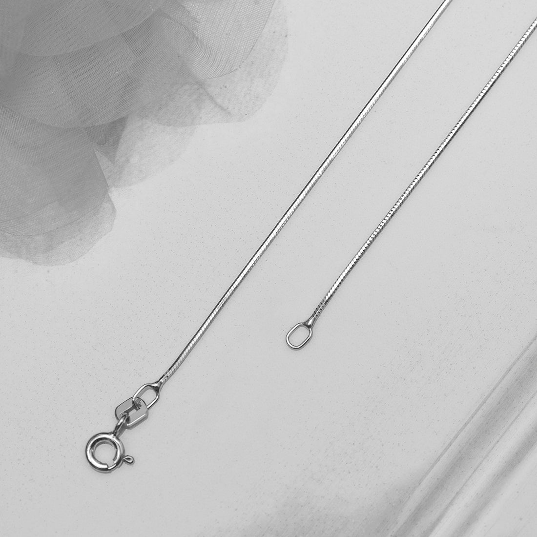 Minimal Snake Chain 925 Silver Rhodium Plated Anklet