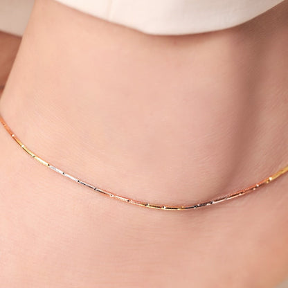 Adorable Triple Tone 925 Sterling Silver Anklet