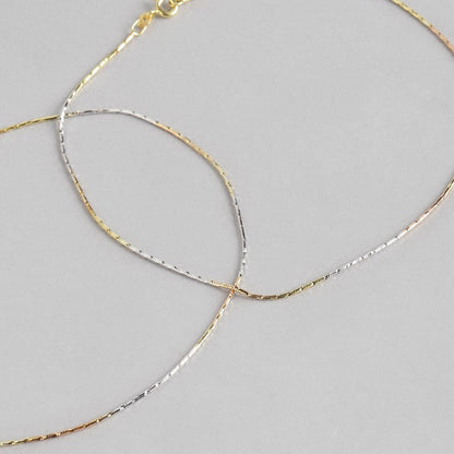 Adorable Triple Tone 925 Sterling Silver Anklet
