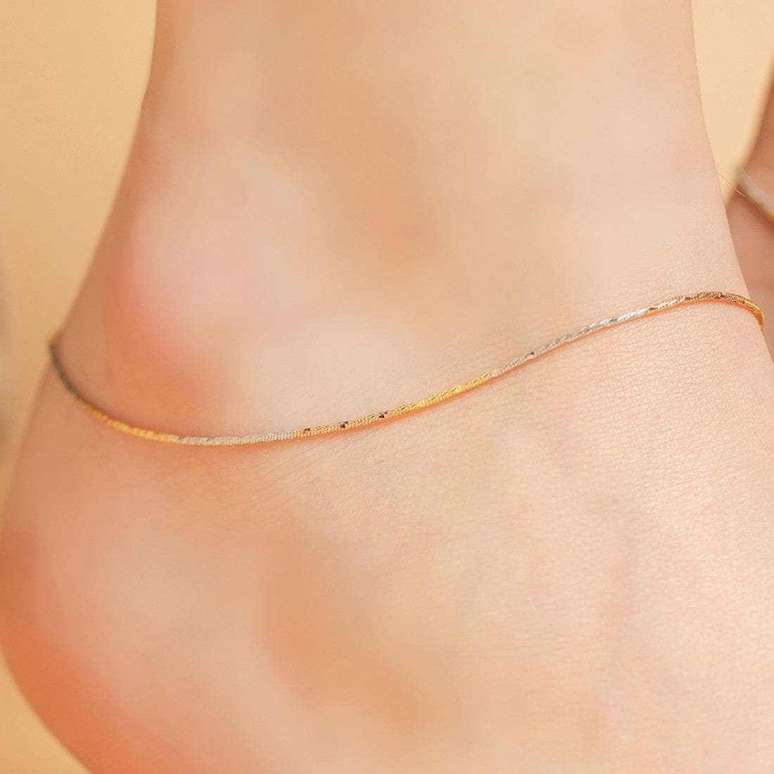 Adorable Triple Tone 925 Sterling Silver Anklet
