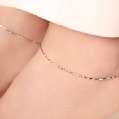 Adorable Triple Tone 925 Sterling Silver Anklet