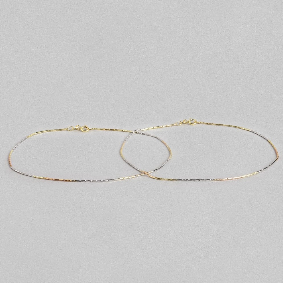 Adorable Triple Tone 925 Sterling Silver Anklet