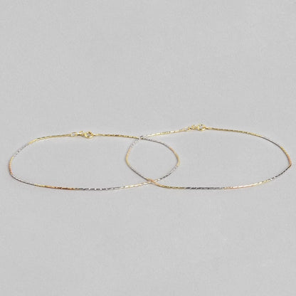 Adorable Triple Tone 925 Sterling Silver Anklet