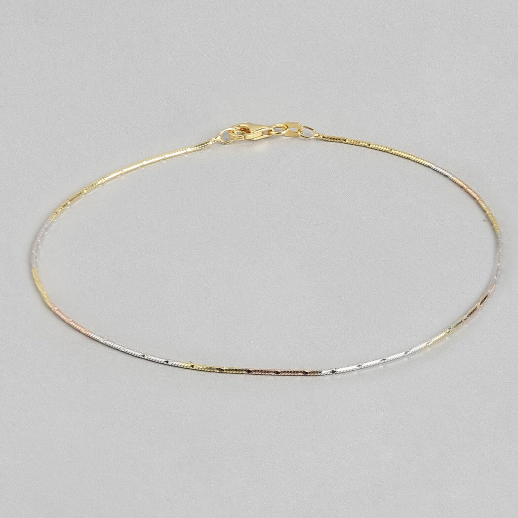 Adorable Triple Tone 925 Sterling Silver Anklet