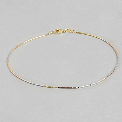 Adorable Triple Tone 925 Sterling Silver Anklet