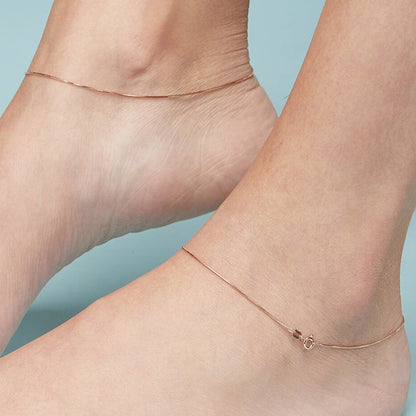 Minimal Snake Chain 925 Sterling Silver Anklet In Rose Gold