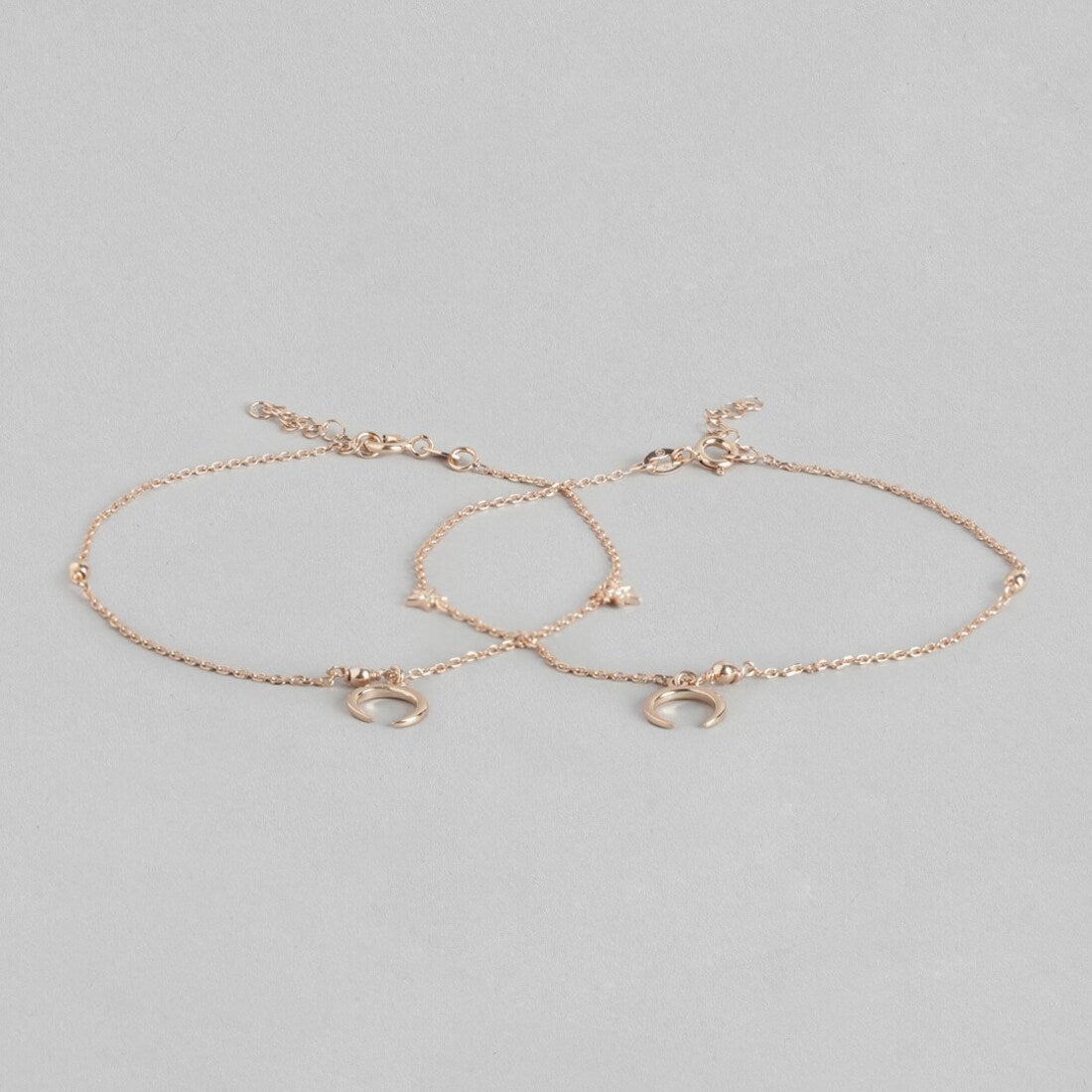 The Moon 925 Sterling Silver Anklet in Rose Gold