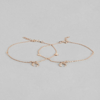 The Moon 925 Sterling Silver Anklet in Rose Gold