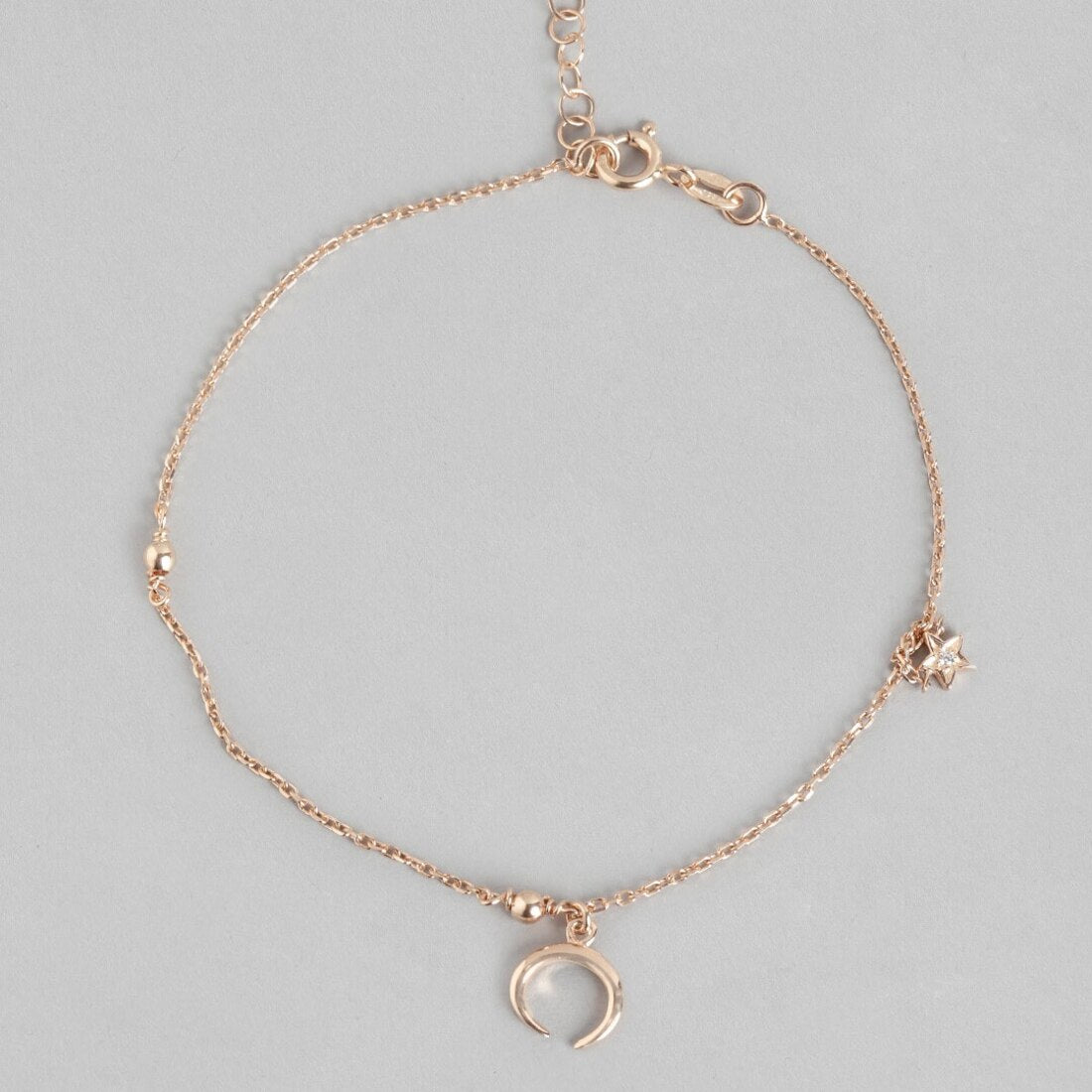 The Moon 925 Sterling Silver Anklet in Rose Gold