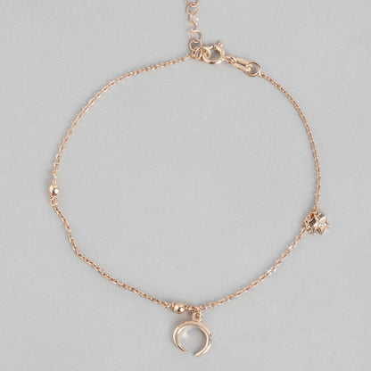 The Moon 925 Sterling Silver Anklet in Rose Gold