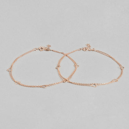 Singing Hearts 925 Sterling Silver Anklets In Rose Gold