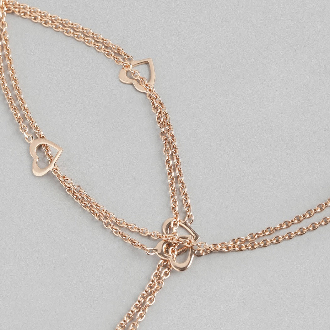 Singing Hearts 925 Sterling Silver Anklets In Rose Gold