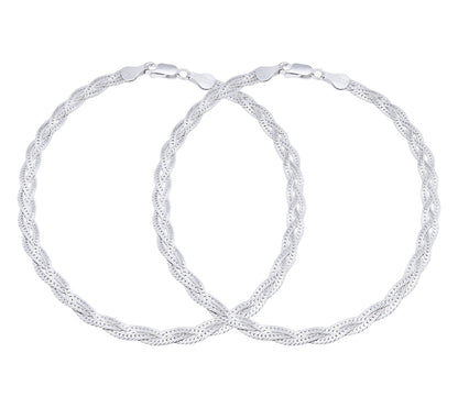 Two entangled braided 925 Sterling Silver anklets for women's jewellery – Zavya