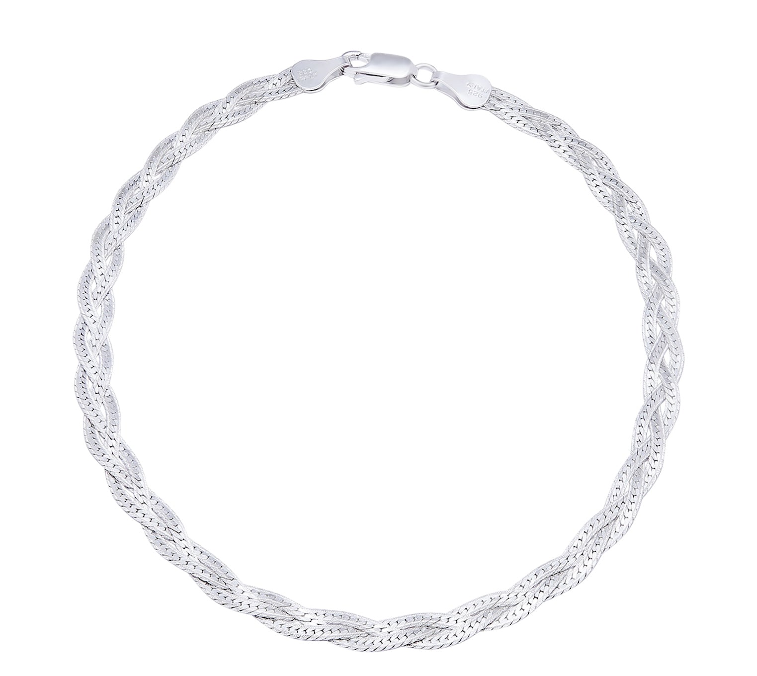 Entangled 925 Sterling Silver anklet for women. Braided silver jewellery chain with lobster clasp. – Zavya