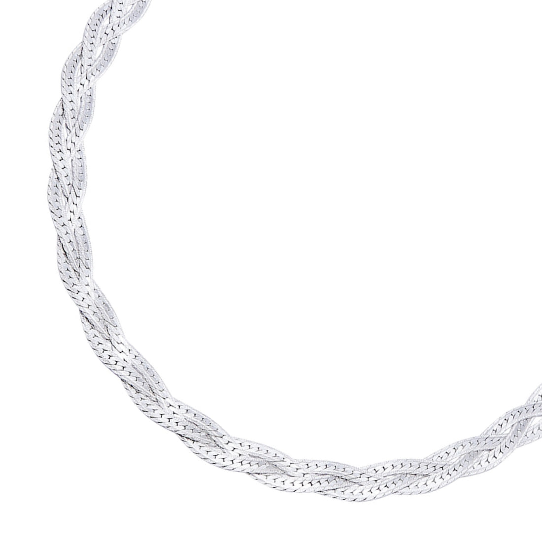 Entangled 925 Sterling Silver Anklet for women. Close-up of a braided chain. Silver jewelry – Zavya