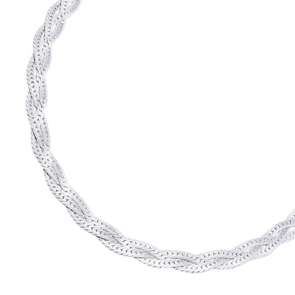 Entangled 925 Sterling Silver Anklet for women. Close-up of a braided chain. Silver jewelry – Zavya