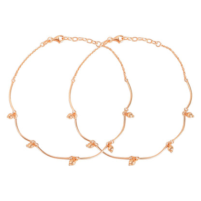 Rose Gold Beaded 925 Sterling Silver Anklet