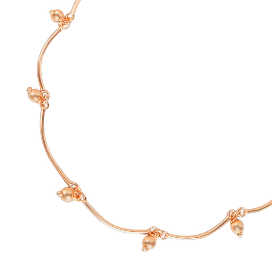 Rose Gold Beaded 925 Sterling Silver Anklet