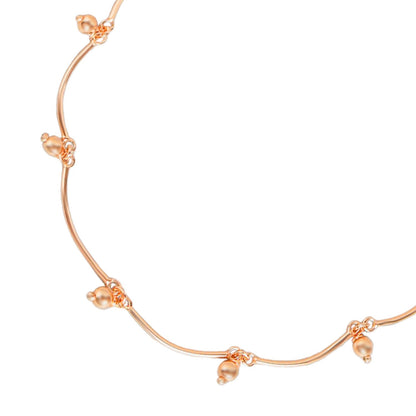 Rose Gold Beaded 925 Sterling Silver Anklet