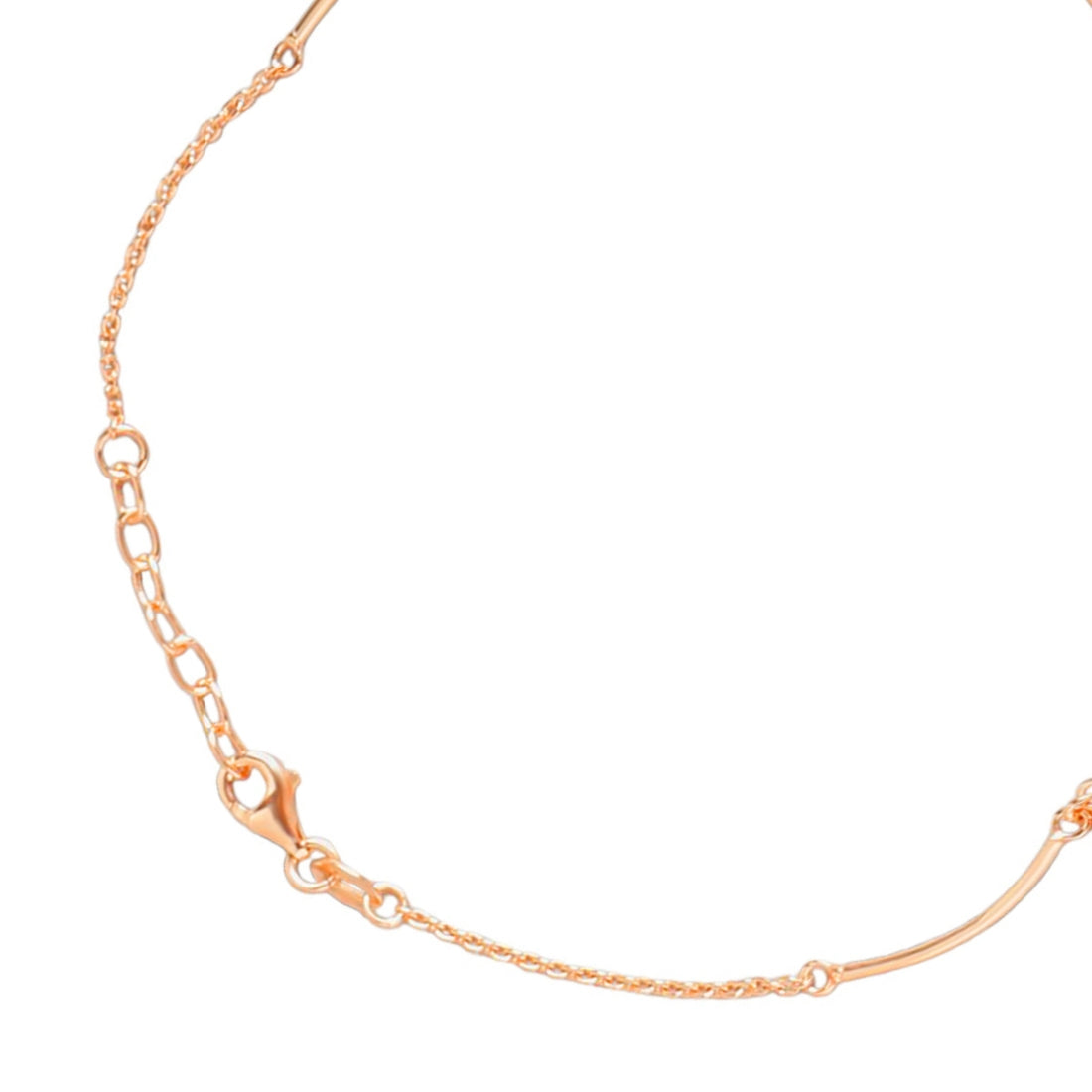 Rose Gold Beaded 925 Sterling Silver Anklet