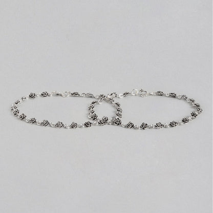 Studded Flower 925 Sterling Silver Anklet